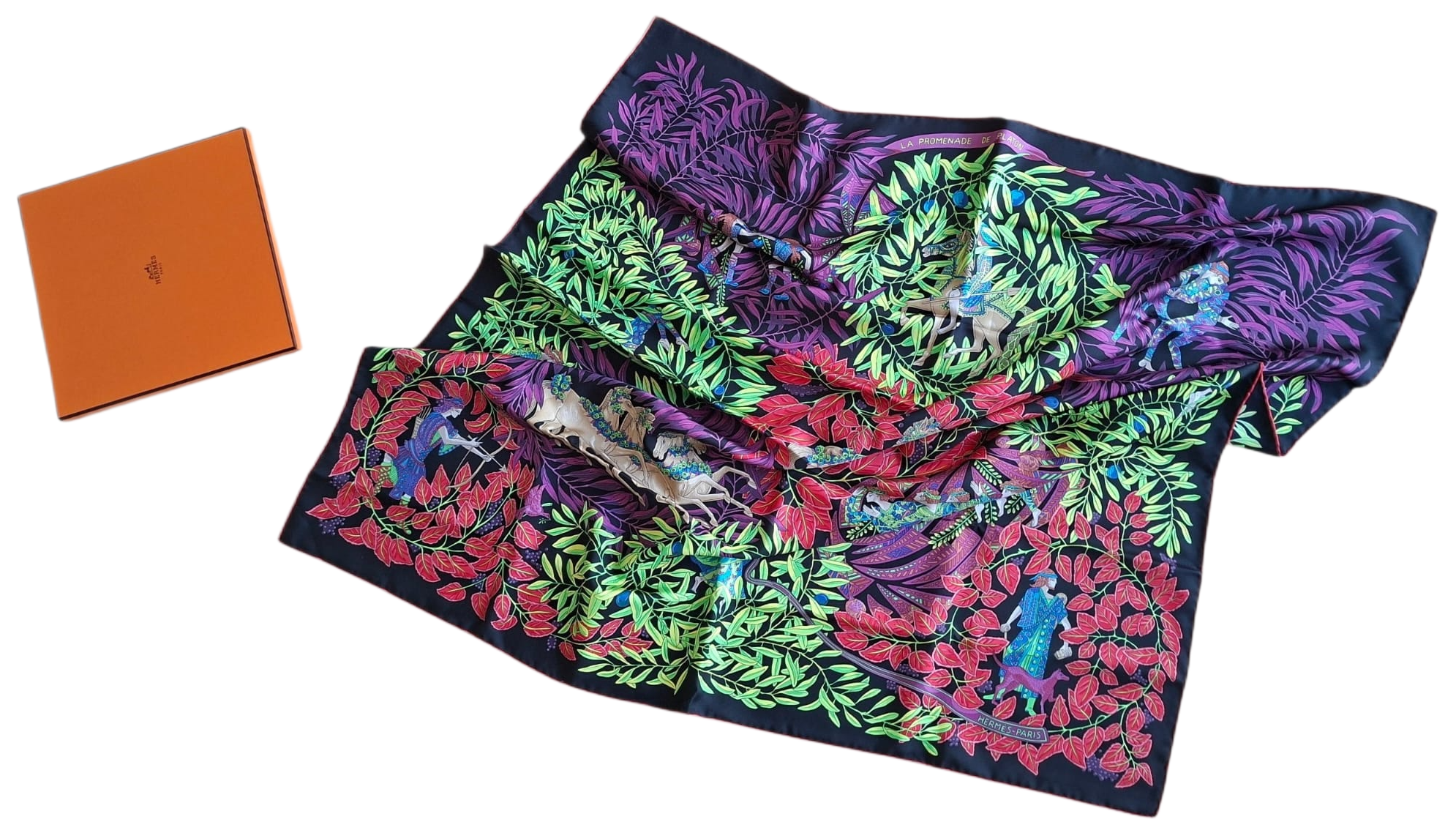 Carré de soie Hermès et son écrin